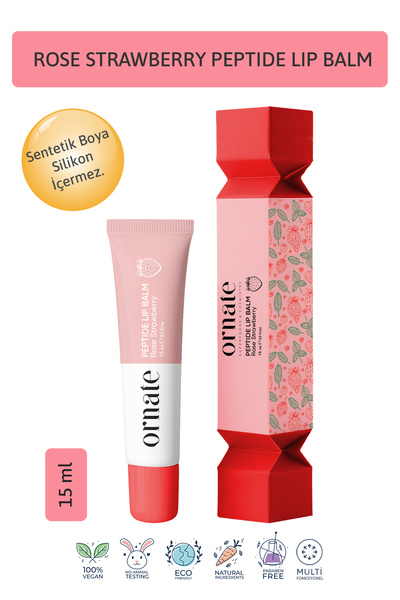 ORNATE Peptide Lip Balm Rose Strawberry, Nemlendirici, Parlatıcı Lip Balm Çil...