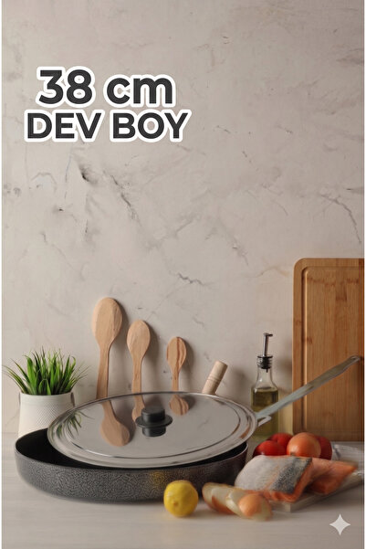 Sally Home Kılıç 38 cm Büyük Boy Kapaklı Balık Tavası Granit Yapışmaz Yufka B...