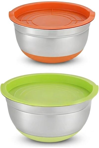 Generic Stainless Steel Mixing Bowls with Airtight Lids, Nesting Design Salad...