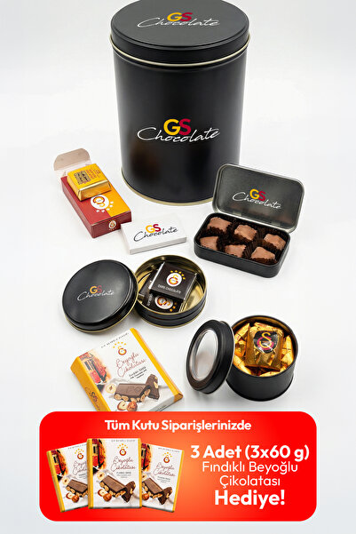 Galatasaray Lisanslı 7’li Karışık Premium Çikolata | Silindir Metal Kutu | He...