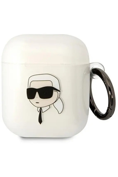 Karl Lagerfeld KLA2HNIKTCT Husă transparentă pentru AirPods 1/2 Capul lui Karl