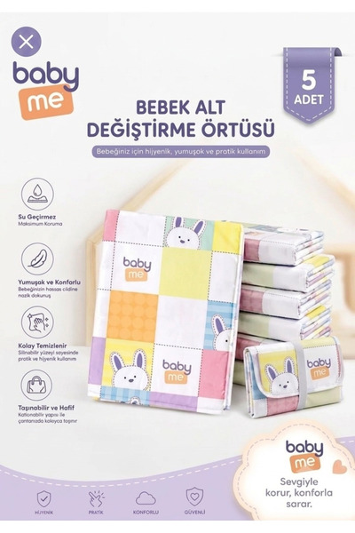 the dermax Baby Me Fluffy Changing Mat 60X60 5 Pieces Baby Me Changing Mat Ba...