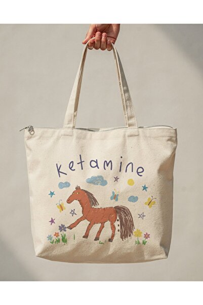 buzagi tasarım ürünleri Ket*Mine Zippered Lined Gusseted Canvas Bag 35 X 40 cm