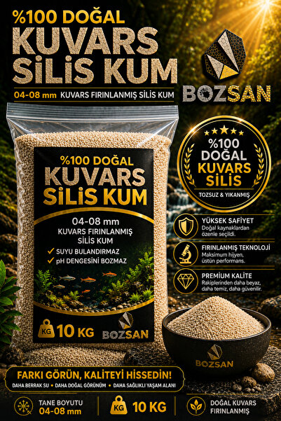 Bozsan 10 Kg 04-08 mm Silis Krem Renk Kumsal Kumu, Bitki Marimo Teraryum Kumu...