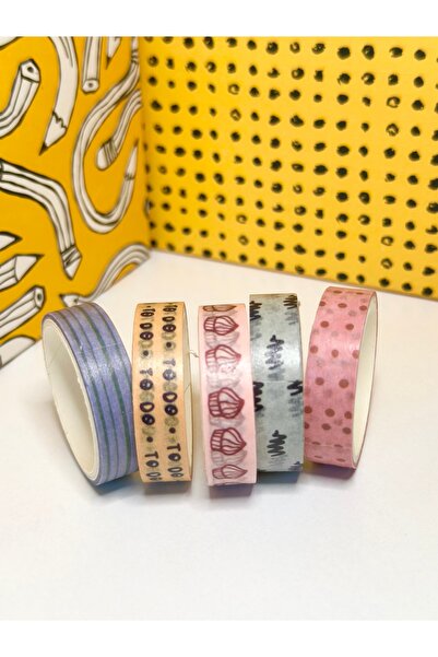 Padme studio 5 Adet Washi Bant / Desenli Bant / Scrapbooking / Bullet Journal...