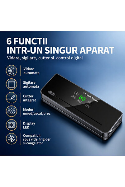 OEM Aparat vidat/sigilat alimente,120W,65kpa,5 Functii vidare umed/uscata/soft,30 cm bara de lipire,