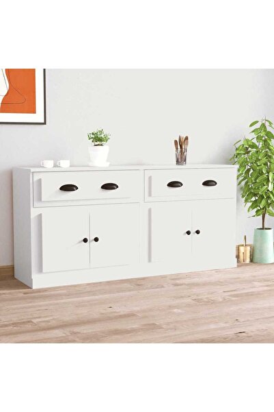 Concept Servante, 2 piese, alb, lemn prelucrat