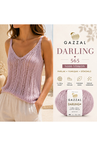 Gazzal Νήμα για πλέξιμο στο χέρι Darling 100% βισκόζη, Πακέτο 5 τεμαχίων 500 ...