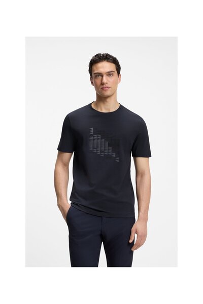 BOSS Desen baskılı streç pamuk T-shirt