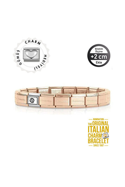 NOMİNATİON Orijinal İtalyan Charm Bileklik Kişiselleştirilebilir Rose - Gümüş...