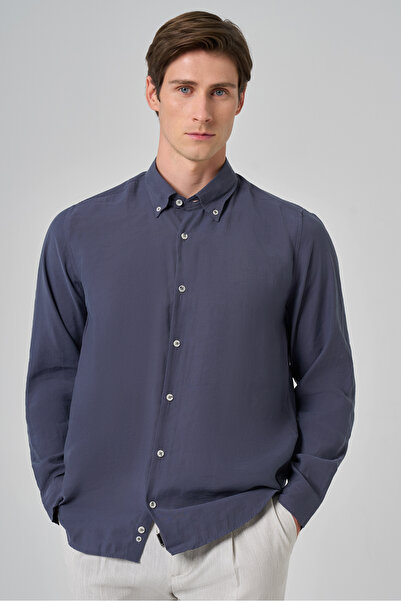 Morven Men's Navy Blue Dynamic Fit Buttoned Collar Modal Shirt