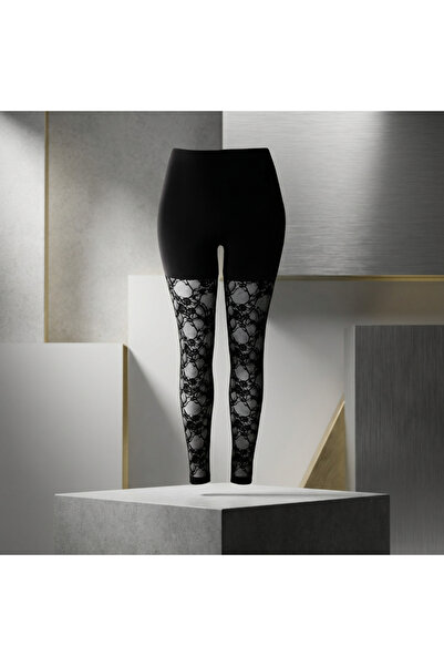 Lady Lingerie Regular Waist Lace Leggings - One Size