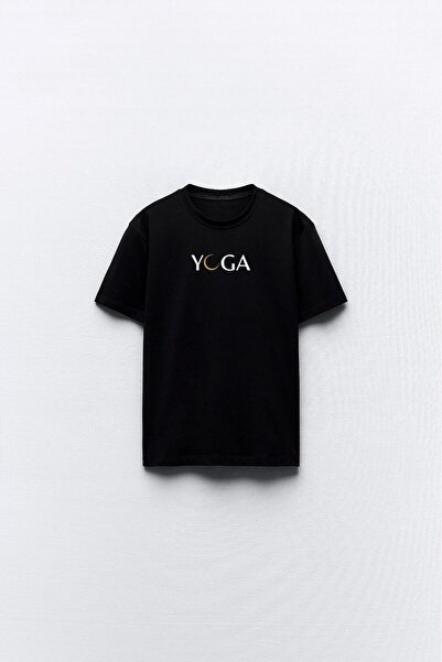 The Champ Clothing Γυναικείο μπλουζάκι με στάμπα Yoga Written Design σε μαύρο...