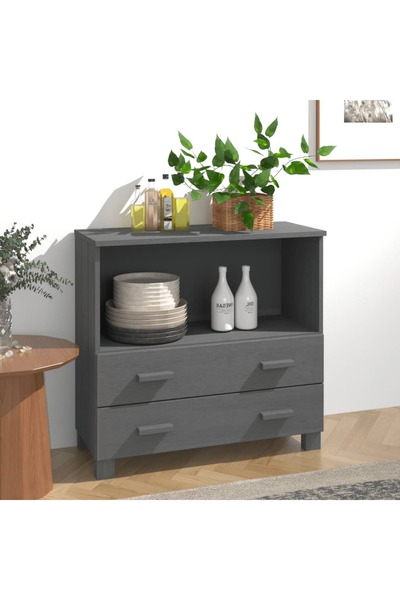 Concept Servantă, gri închis, 85x35x80 cm, lemn masiv de pin