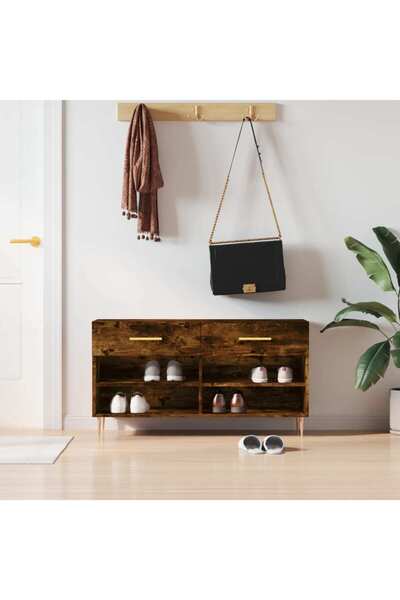 Concept Bancă de pantofi, stejar fumuriu, 102x35x55 cm, lemn prelucrat