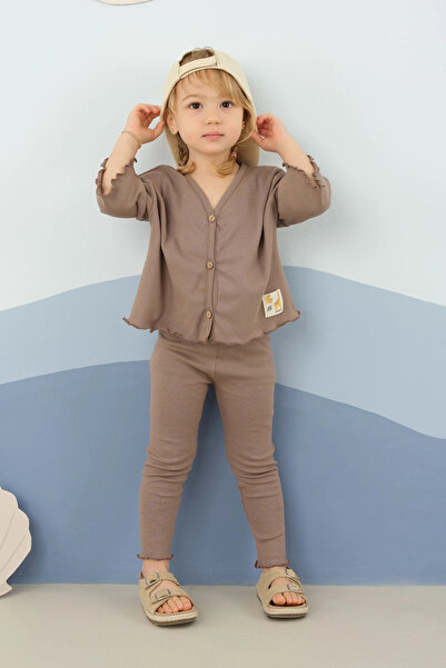 Mioma Kids Buttoned Front Tights Suit Brown