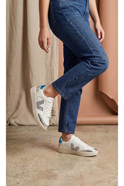 Melinta Shoes Melinta Women's Lace-Up Silver White Sneaker