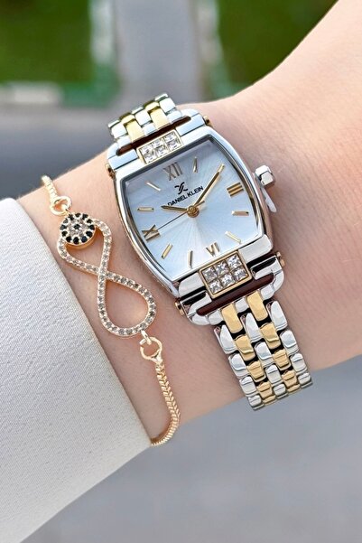 Daniel Klein Gold Silver Color 24 mm Women Wrist Watch with Gift Package
