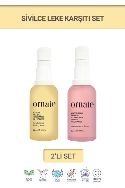 ORNATE Onarıcı ve Nemlendirici AHA BHA, Hyalüronik Asit ve Niacinamide İçeren...