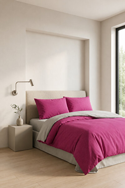 Bella Home طقم غطاء لحاف بلون واحد أنثراس 200 × 220 سم