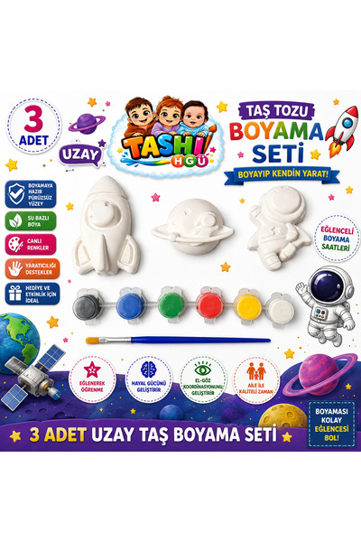 TASHI ART TASHI Uzay Temalı Çocuk Boyama Seti – Astronot, Roket ve Gezegen Fi...