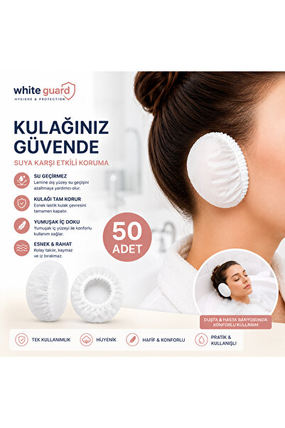 white guard Kulak Koruyucu Suya Dayanıklı Bone 50 Adet | Saç Boyama ve Duş İç...