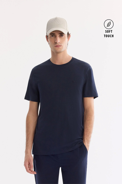 Avva Erkek Lacivert Bisiklet Yaka Soft Touch Basic Regular Fit T-Shirt B001171