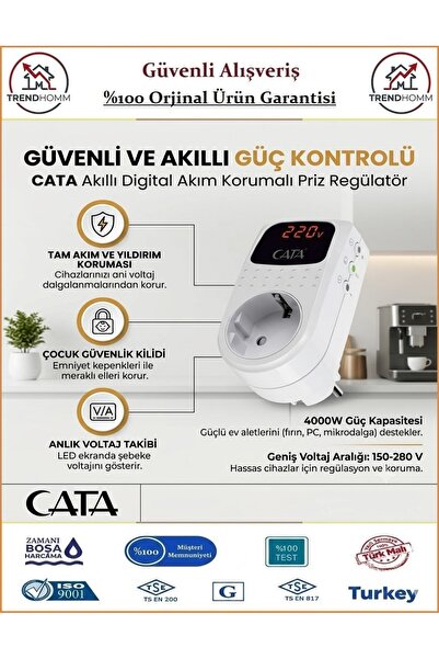 Cata Akım Korumalı Regülatör - Akım Korumalı Priz - 4000W - Orjinal Ürün