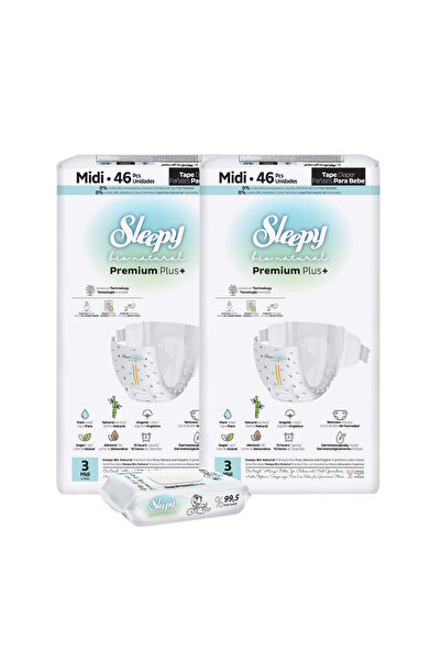 Sleepy 2x Scutece BIO PREMIUM Mărimea 3 Midi 46 bucăți