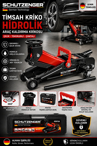 SCHUTZENGER Alman 2.5 Ton Timsah Kriko Hidrorex 2.5 Ton Araba Krikosu Çantalı...