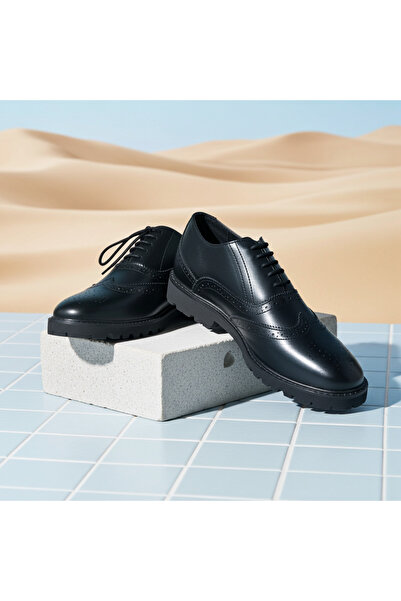 Rambler Oxford Shoes Genuine Leather Wingtoe Full Brogue Black
