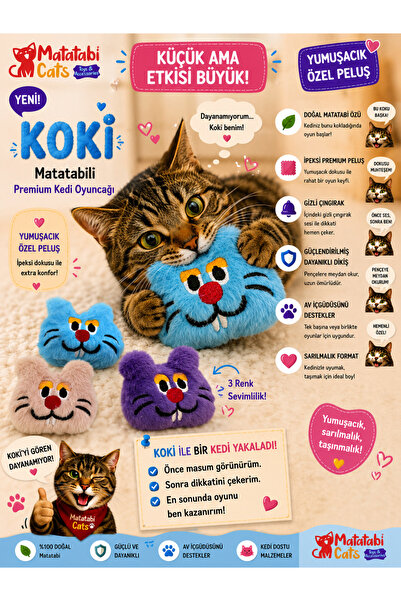 MATATABİ CATS Koki̇ Plush Cat Toy – Durable, Fun Toy for Cats with Matatabi C...
