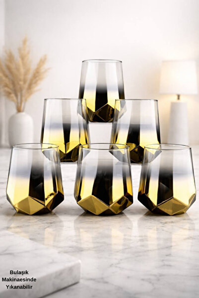 rova tr Amber Serisi Titanyum Kaplama Modern Su Bardağı 6’lı Premium Set - 6 ...
