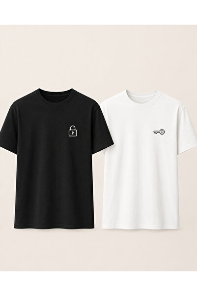 Lumora Store Couple Collection Oversize Unisex Çift Tişörtü - Anahtar & Kilit...