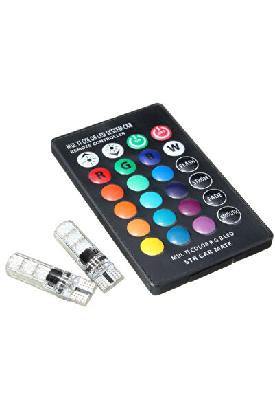 Ruan Set 2 Becuri T10 LED 12v RGB Cu Telecomanda Auto RU