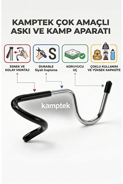kamptek kamp teknolojisi Paslanmaz Çelik Direk Askısı - Kamp Feneri & Eşya As...