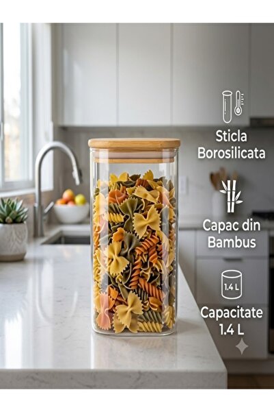 vivalto Borcan dreptunghiular 1,4 l cu capac din bambus