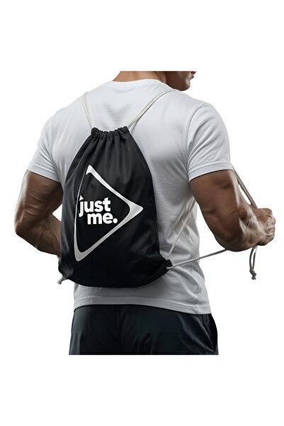 Just Nutrition Just Drawstring Cloth Gym Bag Black Drawstring Backpack Printe...
