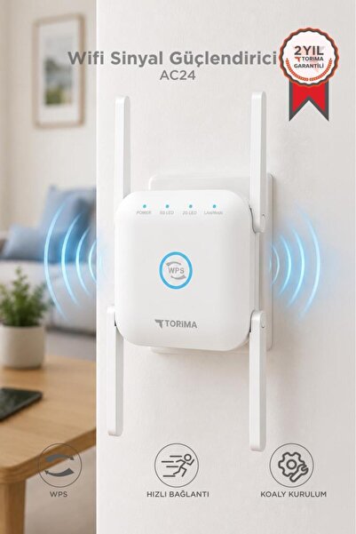 Torima Wifi Sinyal Güçlendirici Yakınlaştırıcı Pro Router AC24 Beyaz