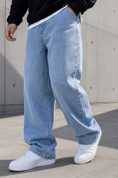 Gussi Pantaloni de jeans pentru bărbați, Blue Snow, cu croială relaxată, fără...