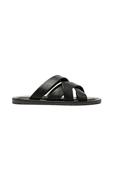 The Sandals Factory Men's Slippers M7727 Leather Upper Sandals