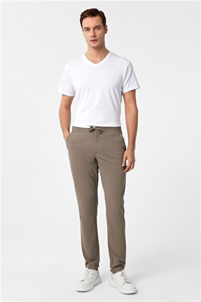 SÜVARİ Bej Slim Düz Jogger Pantolon