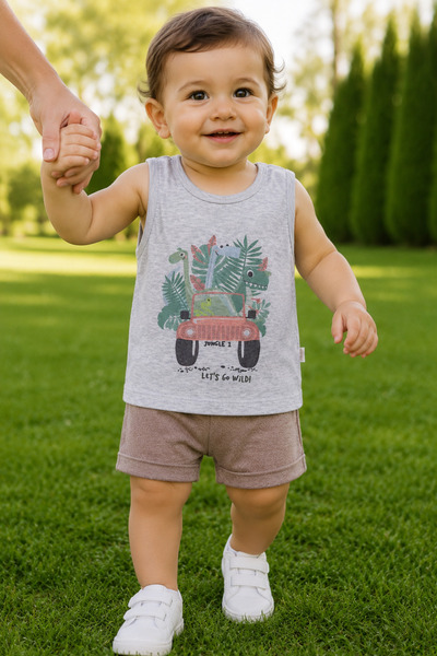 Pino Baby 0-18 Months Baby Boy Kids Dinosaur Print Tank Top Shorts Summer 2-P...