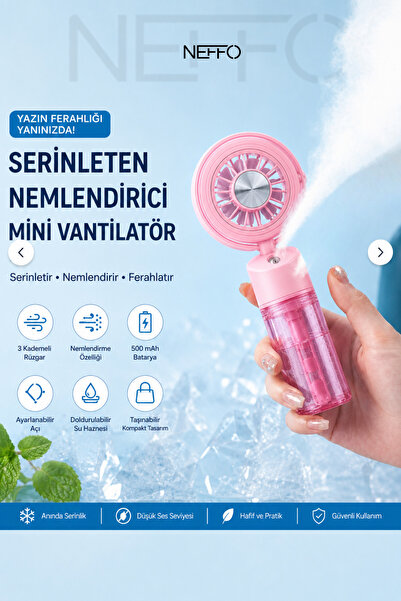 NEFFO Taşınabilir Püskürtmeli Mini Fan Vantilatör 3 Kademeli Güçlü Sprey Fan ...