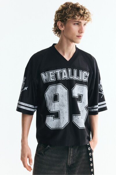 H&M Baskılı Tişört Oversized Fit