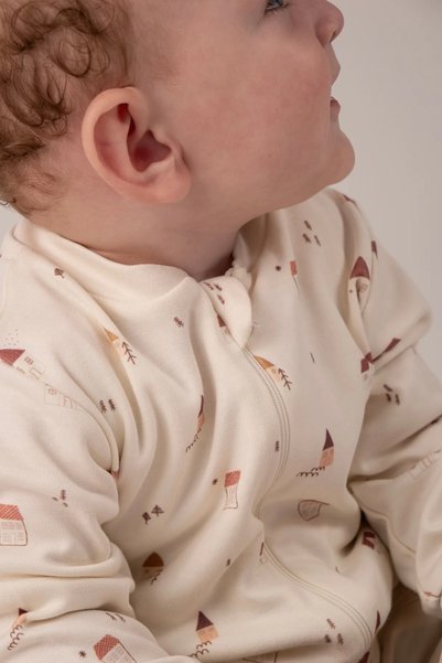 VAUVA Kız Erkek Bebek Tulumu Uzun Kollu Fermuarlı Pijama Tulum Baskılı Uyku Tulumu