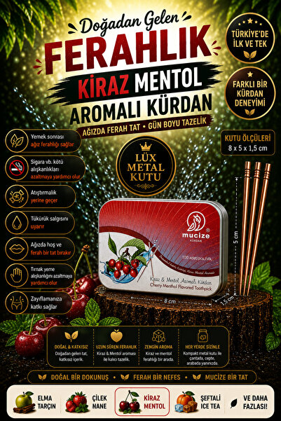mucize Kiraz Mentol Aromalı Kürdan Metal Kutu