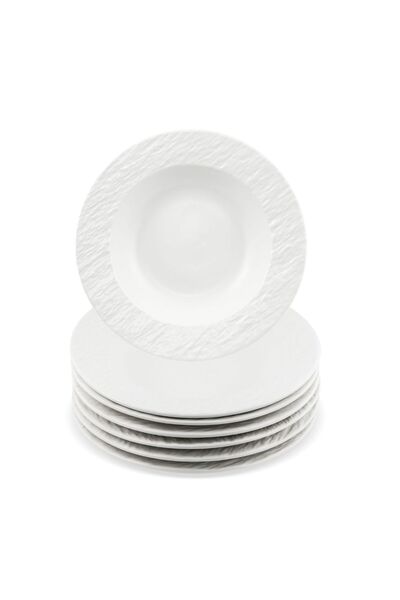 Zass Set farfurii ceramice cu textură de piatră – 6 piese ZG-DS 02 Alb