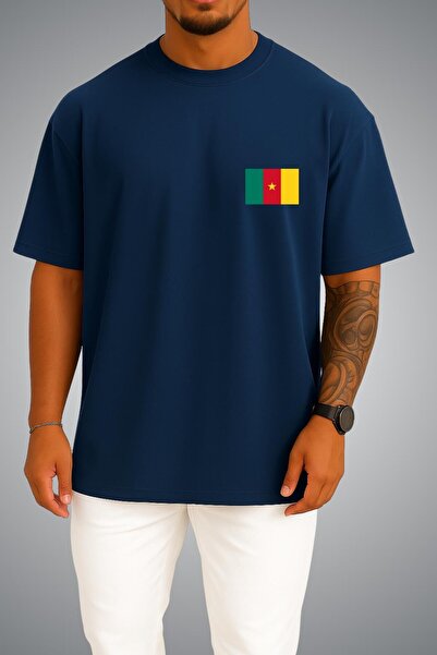 Bahriyeli Collection Oversize Cameroon Flag Pocket Printed Unisex T-Shirt