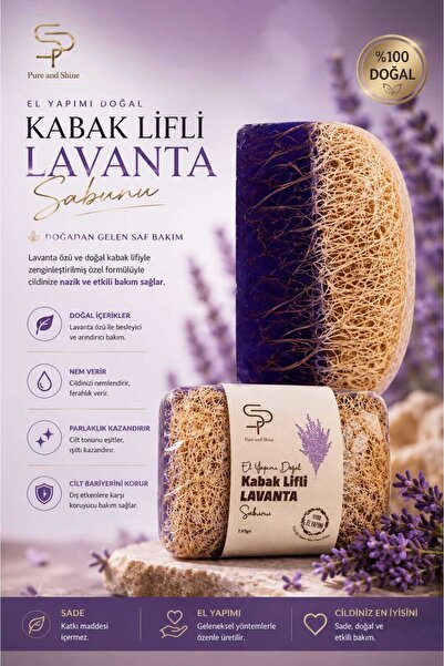 Pureandshine EL YAPIMI DOĞAL KABAK LİFLİ LAVANTA SABUNU